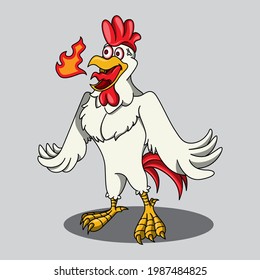 spiciness chicken cartoon mascot vector