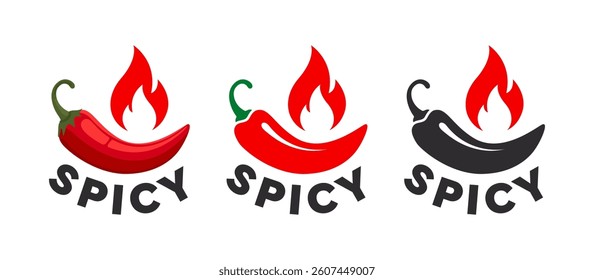 Spiciness level icons. Chili pepper badges