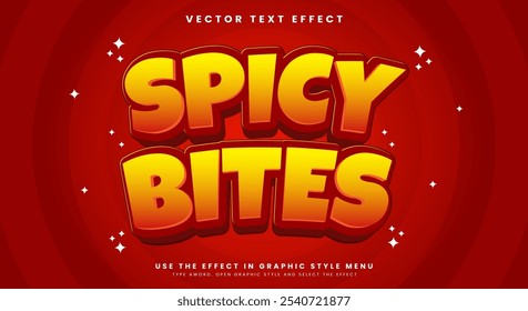 Spicy Bites 3d editable text effect Template Suitable for fast food products