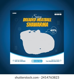 Spicy Breaking Meatball Shawarma Plantilla de diseño de publicaciones en medios sociales
