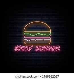 Spicy Burger Logo Neon Signs 