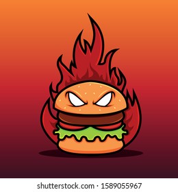 Spicy burger mascot logo design