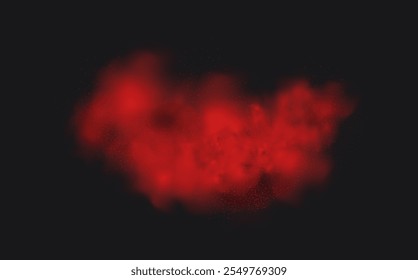 Spicy burst powder. Splashes of red pepper explosion. Overlay effect of chili or paprika spice splatters. Vector realistic illustration of hot, dried spices