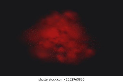 Spicy burst powder. Splashes of red pepper explosion. Overlay effect of chili or paprika spice splatters. Vector realistic illustration of hot, dried spices