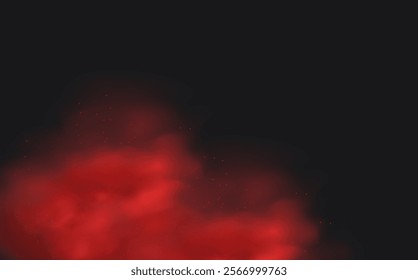 Spicy burst powder. Splashes of red pepper explosion. Overlay effect of chili or paprika spice splatters. Vector realistic illustration of hot, dried spices