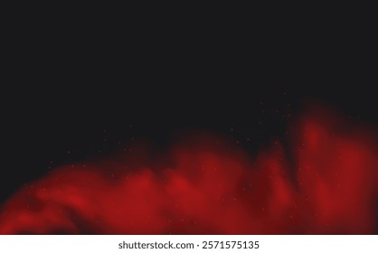 Spicy burst powder. Splashes of red pepper explosion. Overlay effect of chili or paprika spice splatters. Vector realistic illustration of hot, dried spices