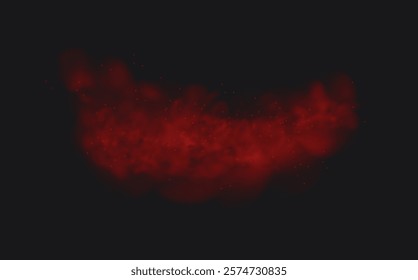 Spicy burst powder. Splashes of red pepper explosion. Overlay effect of chili or paprika spice splatters. Vector realistic illustration of hot, dried spices