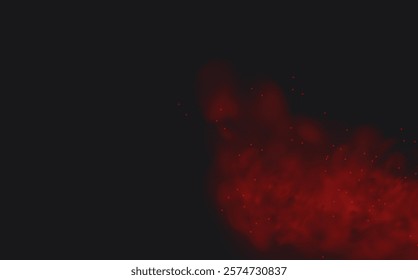 Spicy burst powder. Splashes of red pepper explosion. Overlay effect of chili or paprika spice splatters. Vector realistic illustration of hot, dried spices