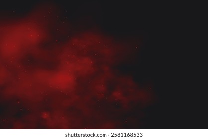 Spicy burst powder. Splashes of red pepper explosion. Overlay effect of chili or paprika spice splatters. Vector realistic illustration of hot, dried spices