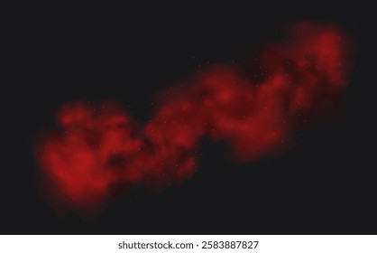 Spicy burst powder. Splashes of red pepper explosion. Overlay effect of chili or paprika spice splatters. Vector realistic illustration of hot, dried spices