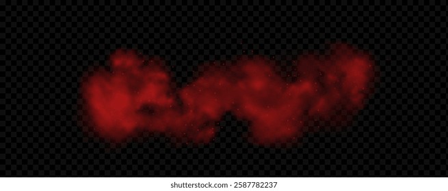 Spicy burst powder. Splashes of red pepper explosion. Overlay effect of chili or paprika spice splatters. Vector realistic illustration of hot, dried spices.