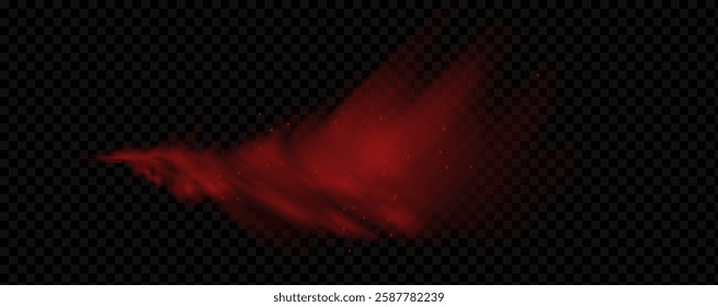 Spicy burst powder. Splashes of red pepper explosion. Overlay effect of chili or paprika spice splatters. Vector realistic illustration of hot, dried spices.