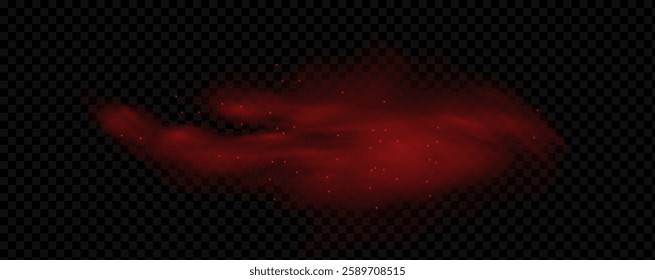 Spicy burst powder. Splashes of red pepper explosion. Overlay effect of chili or paprika spice splatters. Vector realistic illustration of hot, dried spices.