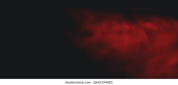 Spicy burst powder. Splashes of red pepper explosion. Overlay effect of chili or paprika spice splatters. Vector realistic illustration of hot, dried spices