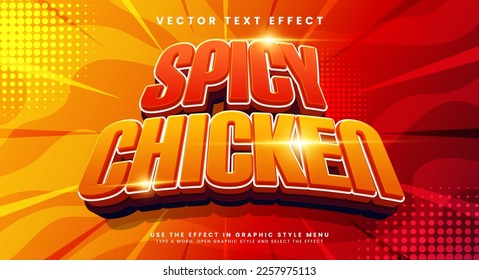 Spicy chicken 3d editable vector text style effect, suitable for spicy food product