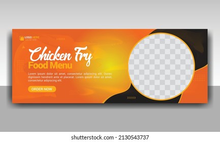 Spicy chicken fry and restaurant food menu social media banner template