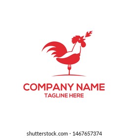 Spicy chicken logo. Red rooster logo design vector. Restaurant logo design element