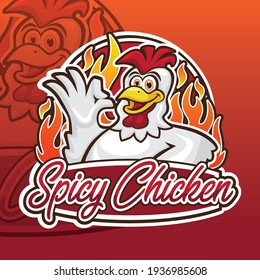 Diseño del logotipo de la mascota de pollo picante