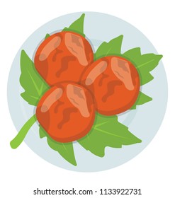 
Spicy chicken rounds placed in a plate with leafy crust stabilizing the icon for jumbo cheesy italian meatballs
