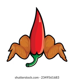 Cohetes de alitas de pollo picantes, el logo único de chile rojo, que por supuesto es picante y el pollo te llevará volando al cielo por el delicioso sabor.  Adecuado para tu restaurante de pollo. 