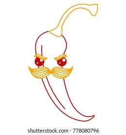 spicy chile with mustache kawaii character