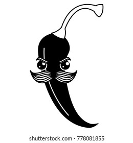 spicy chile with mustache kawaii character