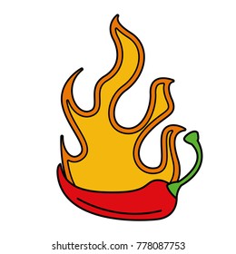 spicy chile vegetable with flames