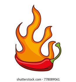spicy chile vegetable with flames