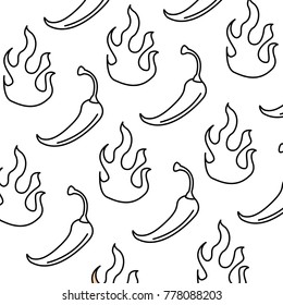 spicy chile vegetable with flames pattern background