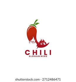 Combinación de chile picante con Vector de diseño de logotipo de fuego. Plantilla picante del Vector del diseño caliente del logotipo