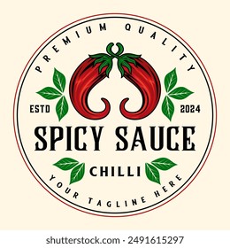 logotipo de diseño de chile picante. elemento de chile rojo fresco, perfecto para etiquetas de salsa, pegatinas, restaurantes, etiquetas de salsa de chile y productos alimenticios picantes.