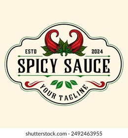 spicy chili design logo. fresh red chili element, perfect for sauce labels, stickers, restaurants, chili sauce labels and spicy food products.