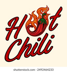 spicy chili design logo. fresh red chili element, perfect for sauce labels, stickers, restaurants, chili sauce labels and spicy food products.