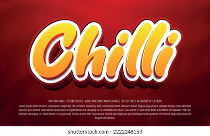 Spicy chili editable text effect template with 3d style use for logo and business brand