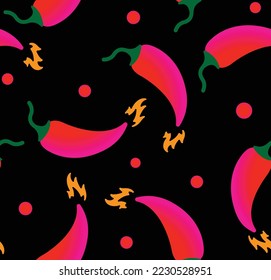 Spicy Chili hot Seamless Vector pattern