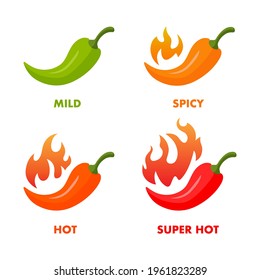 Spicy chili level icons vector image