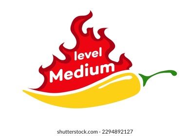 Spicy chili level label medium isolated