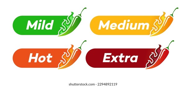 Spicy chili level label mild, medum, hot, extra