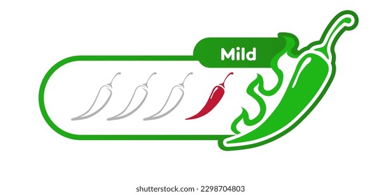 Spicy chili level mild label isolated on background