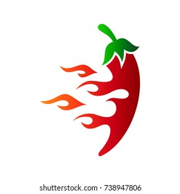 Spicy Chili logo. Logo design of chili combination with fire.