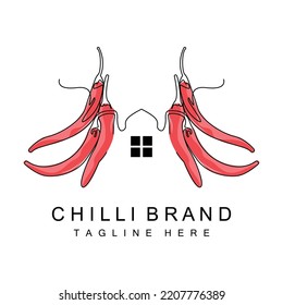 Spicy Chili Logo Design, Red Vegetable Illustration, Kitchen Ingredients, Hot Chili Vector Brand Products