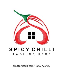 Spicy Chili Logo Design, Red Vegetable Illustration, Kitchen Ingredients, Hot Chili Vector Brand Products