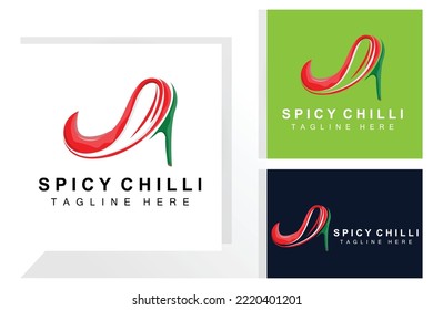 Spicy Chili Logo Design, Red Vegetable Illustration, Kitchen Ingredients, Hot Chili Vector Brand Products