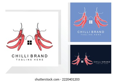 Spicy Chili Logo Design, Red Vegetable Illustration, Kitchen Ingredients, Hot Chili Vector Brand Products