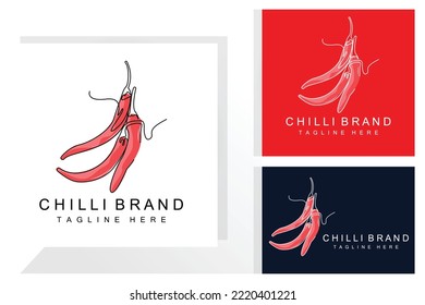 Spicy Chili Logo Design, Red Vegetable Illustration, Kitchen Ingredients, Hot Chili Vector Brand Products