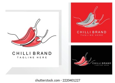 Spicy Chili Logo Design, Red Vegetable Illustration, Kitchen Ingredients, Hot Chili Vector Brand Products