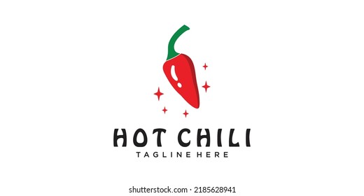 Spicy chili logo icon vector red pepper logo template Premium Vector