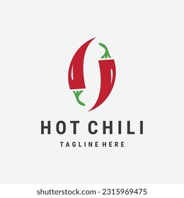 Símbolo del logotipo del chile picante icono vectores de pimienta roja plantilla de logotipo Premium Vector