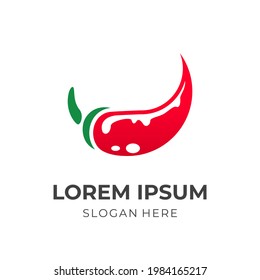 spicy chili logo template with flat red and green color style