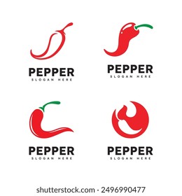 Spicy chili logo vector, red pepper logo icon template